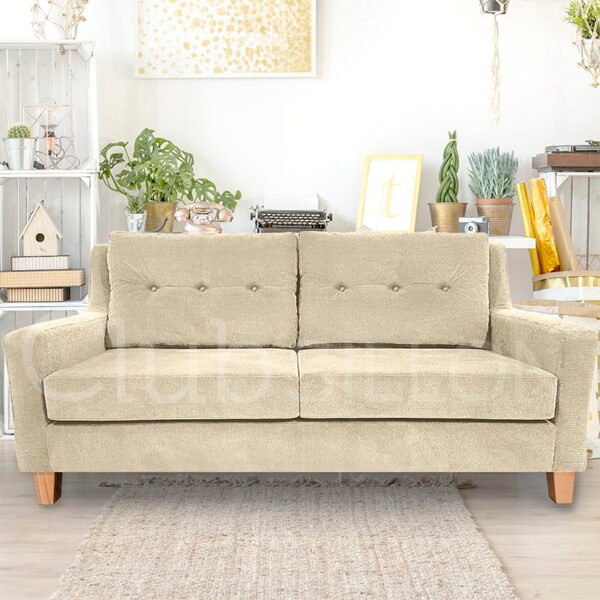 sofa midcentury muy comodo de estilo chic y retro con botones decorativos diseño vintage midcentury